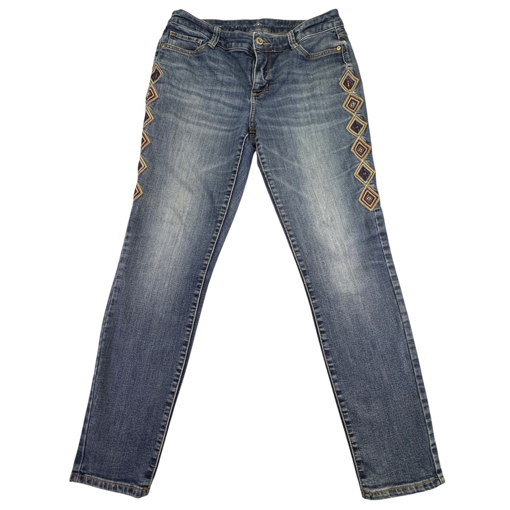 St. John's Bay Jeans Women's Size 31 Western Skinny Stretch Geometric Denim